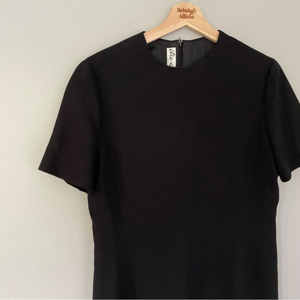 VTG Ilie Wacs Saks Fifth 1960s Classic Black Short Sleeve Dress SIZE 6 USA Made - Picture 9 of 12